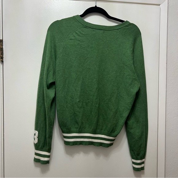 Anthropologie Stateside Tennis Pullover Sweater Green Medium Cotton Cashmere - Picture 10 of 10